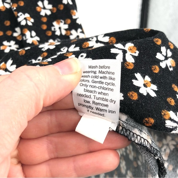 SONOMA Linen Blend Black Floral Dress L Flowers Sleeveless Tiered Sundress Women - Picture 7 of 12